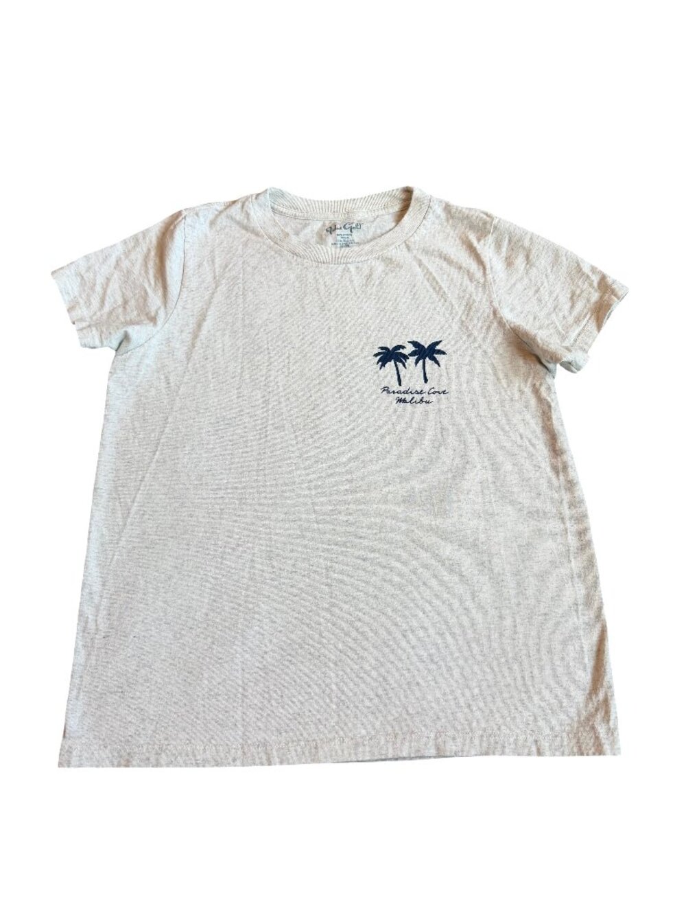 John Galt Paradise Cove Malibu Heather Cream Palm Tee Shirt Fit One Size Women's